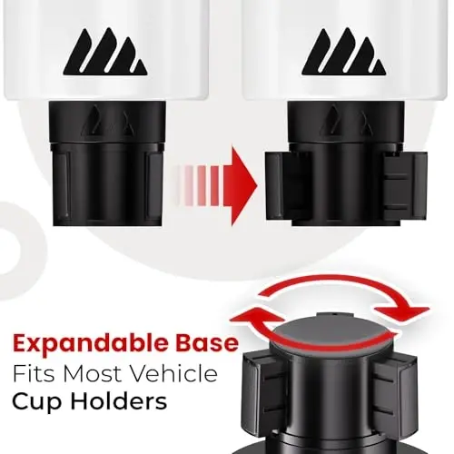 Integral Ultimate Expander Car Cup Holder - Adjustable Base - Expander & Organizer for Vehicles - Compatible with Coffee Mug, Yeti 14/24/36/46oz, Ramblers, Hydro Flasks 32/40oz, 3.4