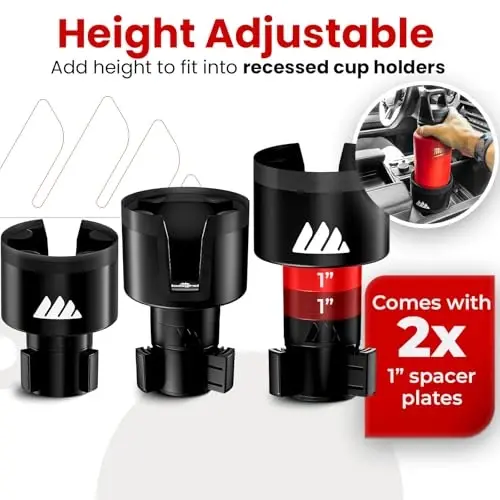Integral Ultimate Expander Car Cup Holder - Adjustable Base - Expander & Organizer for Vehicles - Compatible with Coffee Mug, Yeti 14/24/36/46oz, Ramblers, Hydro Flasks 32/40oz, 3.4''-4.0'' Bottles - INTEGRAL (1)