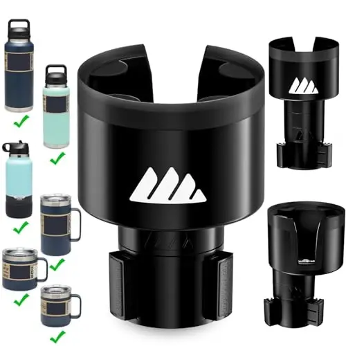 Integral Ultimate Expander Car Cup Holder - Adjustable Base - Expander & Organizer for Vehicles - Compatible with Coffee Mug, Yeti 14/24/36/46oz, Ramblers, Hydro Flasks 32/40oz, 3.4''-4.0'' Bottles - 6