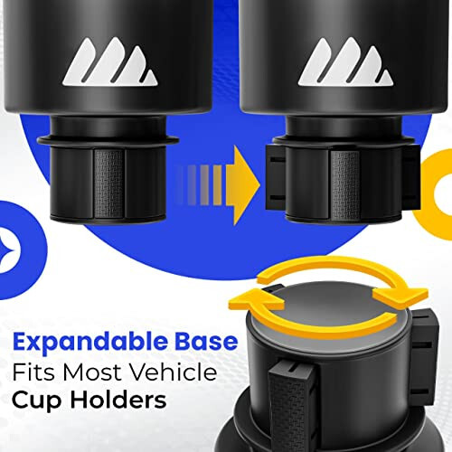 Integral Ultimate Expander Car Cup Holder - Adjustable Base - Expander & Organizer for Vehicles - Compatible with Coffee Mug, Yeti 14/24/36/46oz, Ramblers, Hydro Flasks 32/40oz, 3.4''-4.0'' Bottles - 14