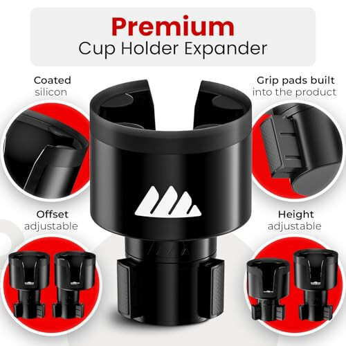 Integral Ultimate Expander Car Cup Holder - Adjustable Base - Expander & Organizer for Vehicles - Compatible with Coffee Mug, Yeti 14/24/36/46oz, Ramblers, Hydro Flasks 32/40oz, 3.4''-4.0'' Bottles - 10