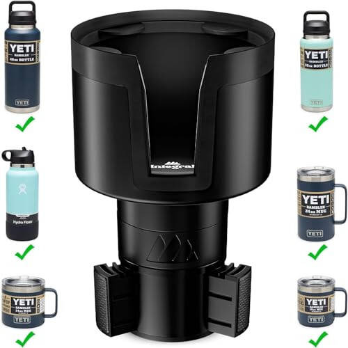 Integral Ultimate Expander Car Cup Holder - Adjustable Base - Expander & Organizer for Vehicles - Compatible with Coffee Mug, Yeti 14/24/36/46oz, Ramblers, Hydro Flasks 32/40oz, 3.4''-4.0'' Bottles - 9