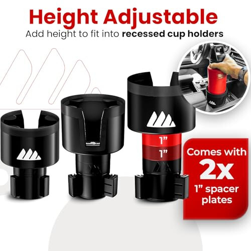 Integral Ultimate Expander Car Cup Holder - Adjustable Base - Expander & Organizer for Vehicles - Compatible with Coffee Mug, Yeti 14/24/36/46oz, Ramblers, Hydro Flasks 32/40oz, 3.4''-4.0'' Bottles - 3