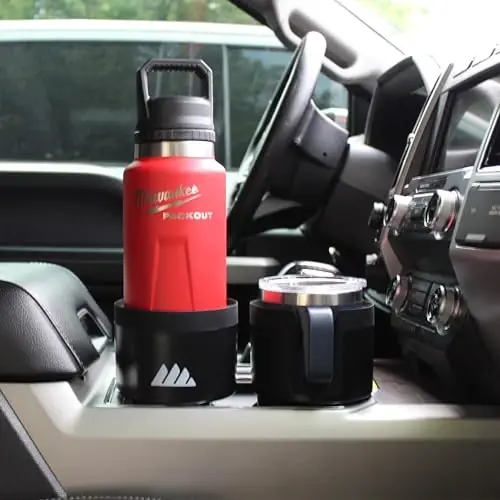 Integral Ultimate Expander Car Cup Holder - Adjustable Base - Expander & Organizer for Vehicles - Compatible with Coffee Mug, Yeti 14/24/36/46oz, Ramblers, Hydro Flasks 32/40oz, 3.4''-4.0'' Bottles - 1