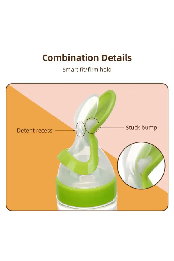 Integrated Baby Silicone Bottle, Bowl & Spoon. Baby Training Kids Complementary Food Bottle. Blue. - 5