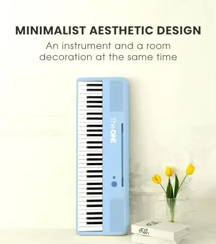 Интеллектуальная клавиатура THE ONE COLOR, 61 клавиша, пианино, музыкальная клавиатура с 256 тембрами, 64 полифонии, 2 динамиками, встроенной светодиодной подсветкой и бесплатными приложениями (синий) - 3