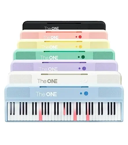 Интеллектуальная клавиатура THE ONE COLOR, 61 клавиша, пианино, музыкальная клавиатура с 256 тембрами, 64 полифонии, 2 динамиками, встроенной светодиодной подсветкой и бесплатными приложениями (синий) - 1