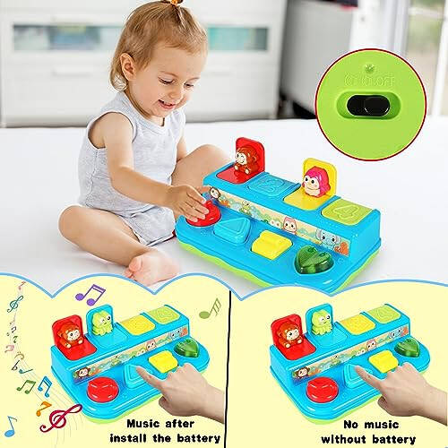 Interactive Pop Up Animals Toy with Music, Animal Sound Light up Montessori Cause and Effect Toys for 6-12-18 Months Early Learning 1 Year Old Kids, Babies, Toddlers Age 2-4 - 3