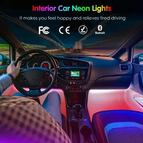 Interior Car Lights Keepsmile Car Accessories APP Control with Remote Music Sync Color Change RGB Under Dash Car Lighting with Charger 12V LED Lights - 2