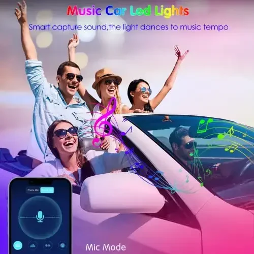 Interior Car Lights Keepsmile Car Accessories APP Control with Remote Music Sync Color Change RGB Under Dash Car Lighting with Charger 12V LED Lights - 4