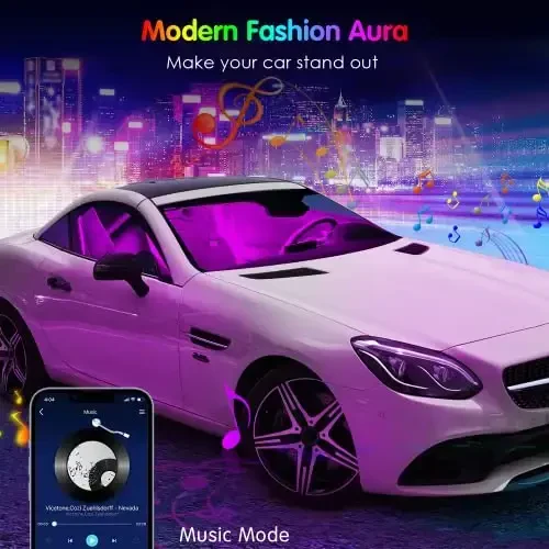 Interior Car Lights Keepsmile Car Accessories APP Control with Remote Music Sync Color Change RGB Under Dash Car Lighting with Charger 12V LED Lights - 6