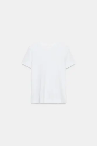 INTERLOCK KISA KOLLU T-SHIRT-Beyaz - 5