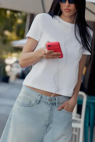 INTERLOK KISA KOLLU T-SHIRT-Beyaz - 3