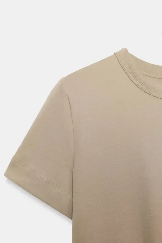 İNTERLOK KISA KOLLU T-SHIRT-Bej - 6