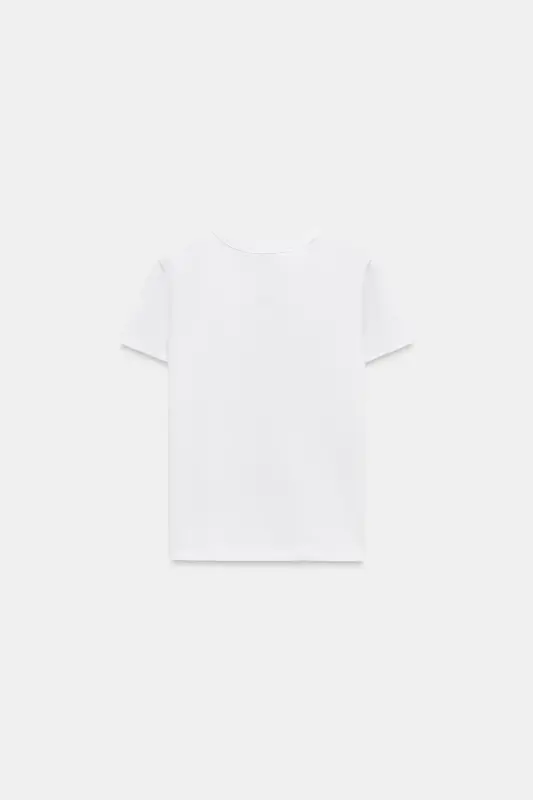 INTERLOK KISA KOLLU T-SHIRT-Beyaz - 4
