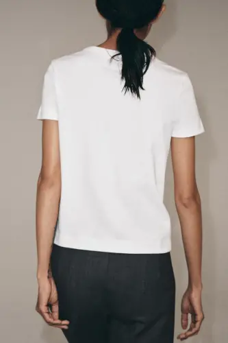 INTERLOK KISA KOLLU T-SHIRT-Beyaz - 3