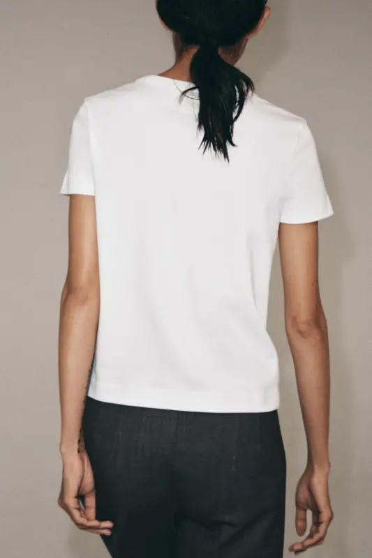 INTERLOK KISA KOLLU T-SHIRT-Beyaz - 3