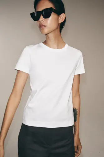 INTERLOK KISA KOLLU T-SHIRT-Beyaz - 4