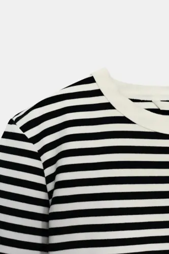 İNTERLOK KISA KOLLU T-SHIRT-çizgili - 7