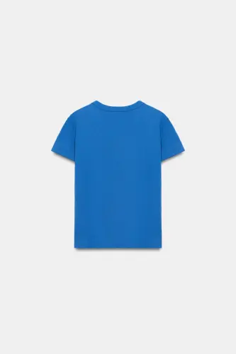 INTERLOK KISA KOLLU T-SHIRT-ELEKTRİK MAVİSİ - 1