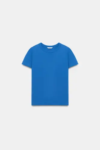 INTERLOK KISA KOLLU T-SHIRT-ELEKTRİK MAVİSİ - 3