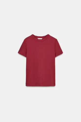 İNTERLOK KISA KOLLU T-SHIRT-Kestane - 5