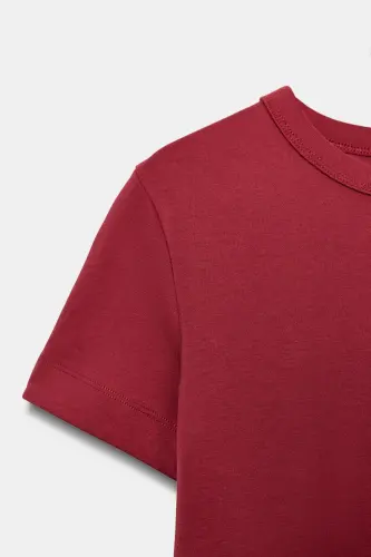 İNTERLOK KISA KOLLU T-SHIRT-Kestane - 7