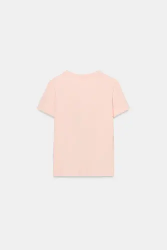İNTERLOK KISA KOLLU T-SHIRT-Pastel pembe - 6