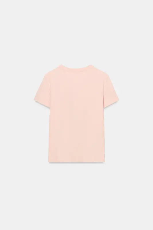 İNTERLOK KISA KOLLU T-SHIRT-Pastel pembe - 6