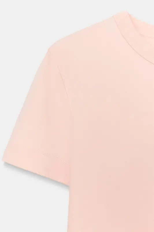 İNTERLOK KISA KOLLU T-SHIRT-Pastel pembe - 7