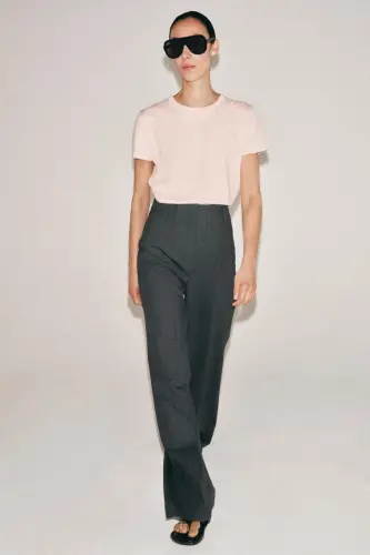 İNTERLOK KISA KOLLU T-SHIRT-Pastel pembe 