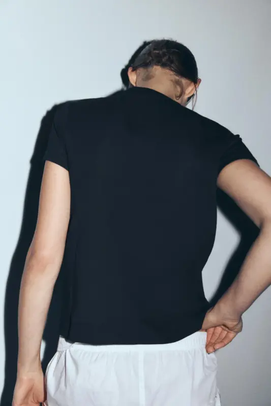 İNTERLOK KISA KOLLU T-SHIRT-Siyah - 3