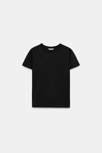 İNTERLOK KISA KOLLU T-SHIRT-Siyah - 4