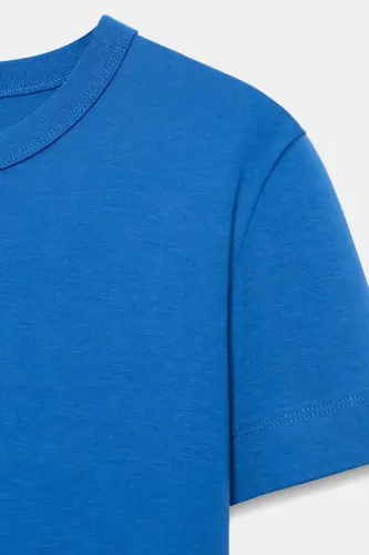 ИНТЕРЛОКОВАЯ ФУТБОЛКА С КОРОТКИМ РУКАВОМ - ЭЛЕКТРИЧЕСКИЙ СИНИЙ - ZARA (1)