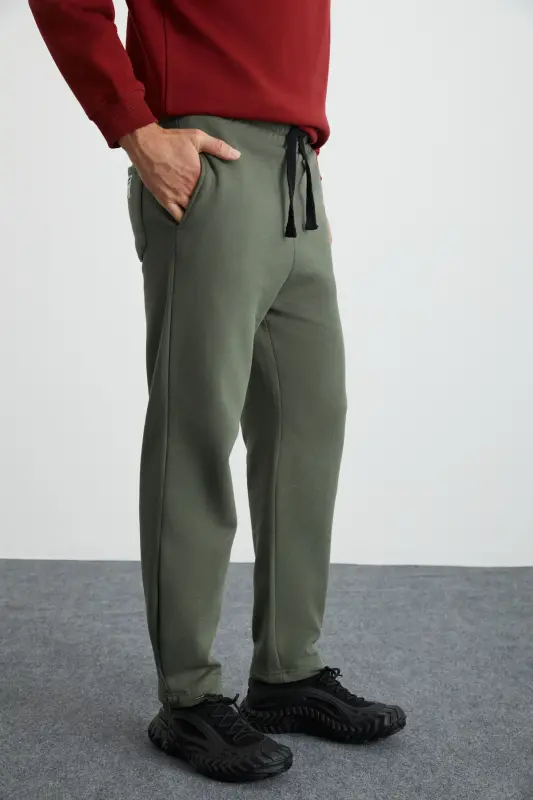 Internal Men's Soft, Brushed Interior, Comfortable Elastic Hem Comfort Brushed Haki Sweatpants-Haki - 1