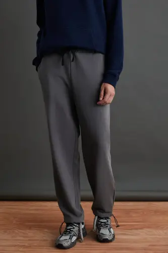 Internal Men's Soft, Comfy, Brushed Inside, Elasticated Hem, Comfort Brushed Gray Sweatpants-Gray 