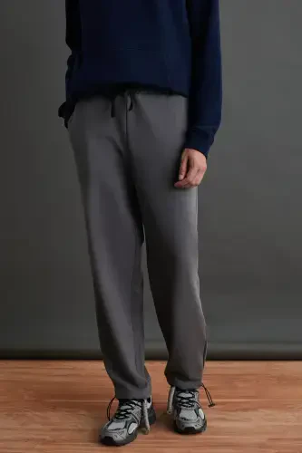 Internal Men's Soft, Comfy, Brushed Inside, Elasticated Hem, Comfort Brushed Gray Sweatpants-Gray - 1