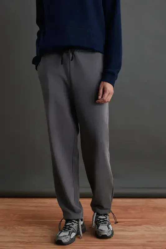 Internal Men's Soft, Comfy, Brushed Inside, Elasticated Hem, Comfort Brushed Gray Sweatpants-Gray - GRIMELANGE