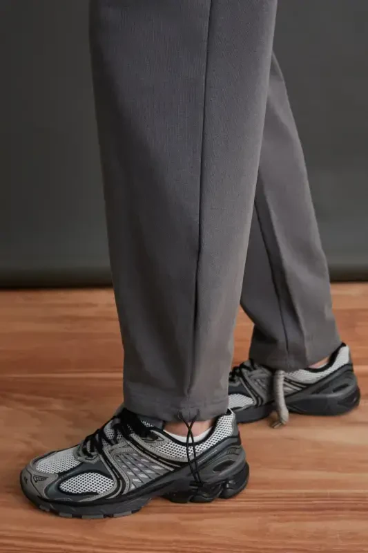 Internal Men's Soft, Comfy, Brushed Inside, Elasticated Hem, Comfort Brushed Gray Sweatpants-Gray - 3