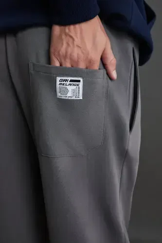 Internal Men's Soft, Comfy, Brushed Inside, Elasticated Hem, Comfort Brushed Gray Sweatpants-Gray - 5