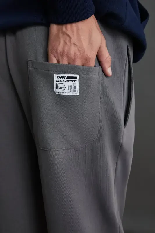 Internal Men's Soft, Comfy, Brushed Inside, Elasticated Hem, Comfort Brushed Gray Sweatpants-Gray - 5