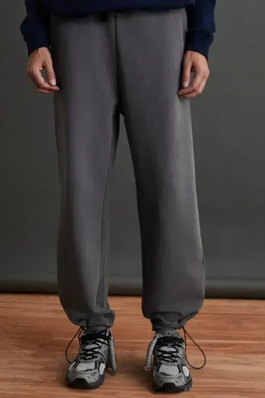 Internal Men's Soft, Comfy, Brushed Inside, Elasticated Hem, Comfort Brushed Gray Sweatpants-Gray - 6