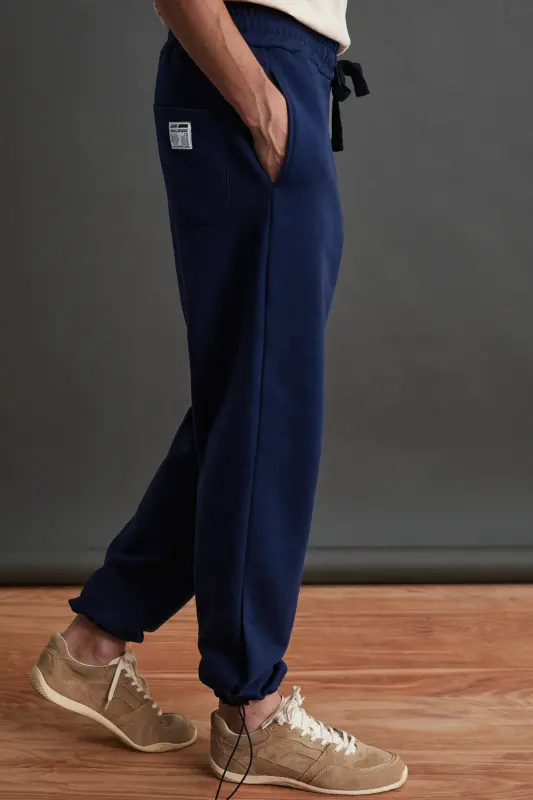 Internal Men's Soft Fleece Lined Comfortable Elastic Hemmed Comfort Fleece Navy Sweatpants-Navy - 6