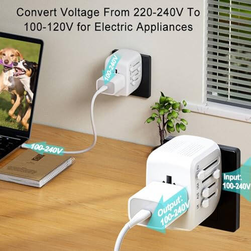 International Travel Adapter Voltage Converter, International Travel Adapter Voltage Converter to Step Down 230V to 120V for Hair Straighteners - 4