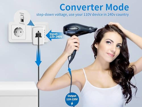 International Travel Adapter Voltage Converter, International Travel Adapter Voltage Converter to Step Down 230V to 120V for Hair Straighteners - 7