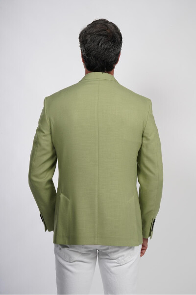 Intersivin 6 Drop Lapel Pocket Men's Green Blazer Single Jacket - 5