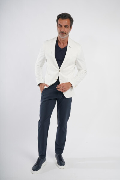 İntersivin Slim Fit Erkek Beyaz Yazlık Blazer Tek Ceket - 7