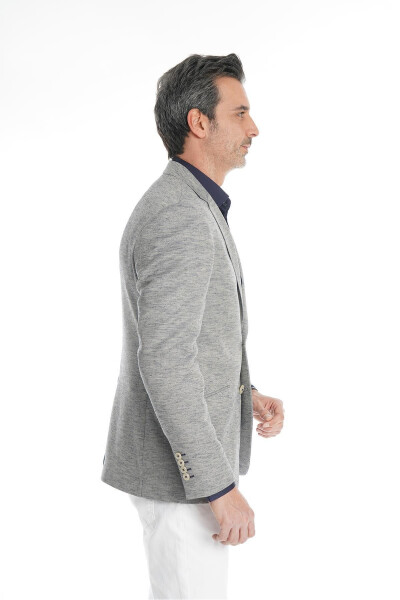 Intersivin Slim Fit Half-Lined Pocket Square Men's Linen Blazer Single Jacket - 2