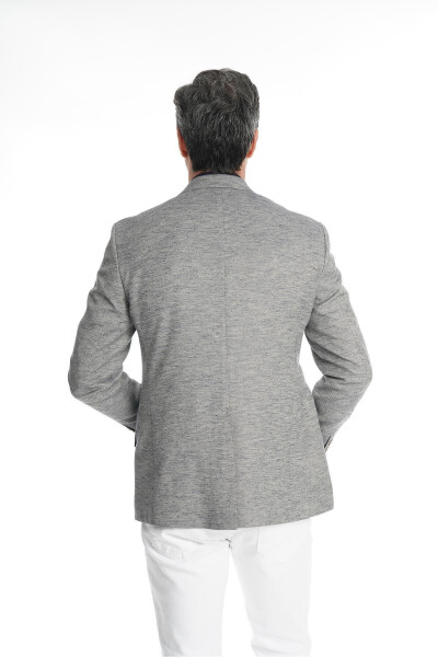 Intersivin Slim Fit Half-Lined Pocket Square Men's Linen Blazer Single Jacket - 3