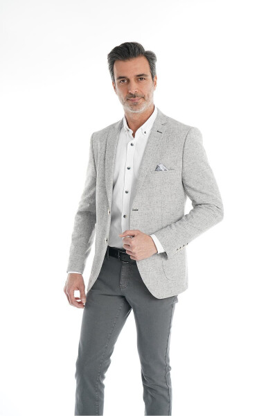 Intersivin Slim Fit Yarim Astarli Erkaklar Yozi Fume Blazer Yakasi - 3